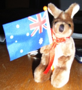 Kangaroo and flag by Sandy Bröcking